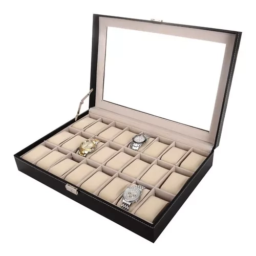 CAJA ORGANIZADOR PARA 24 RELOJES EN COLOR NEGRO - 1