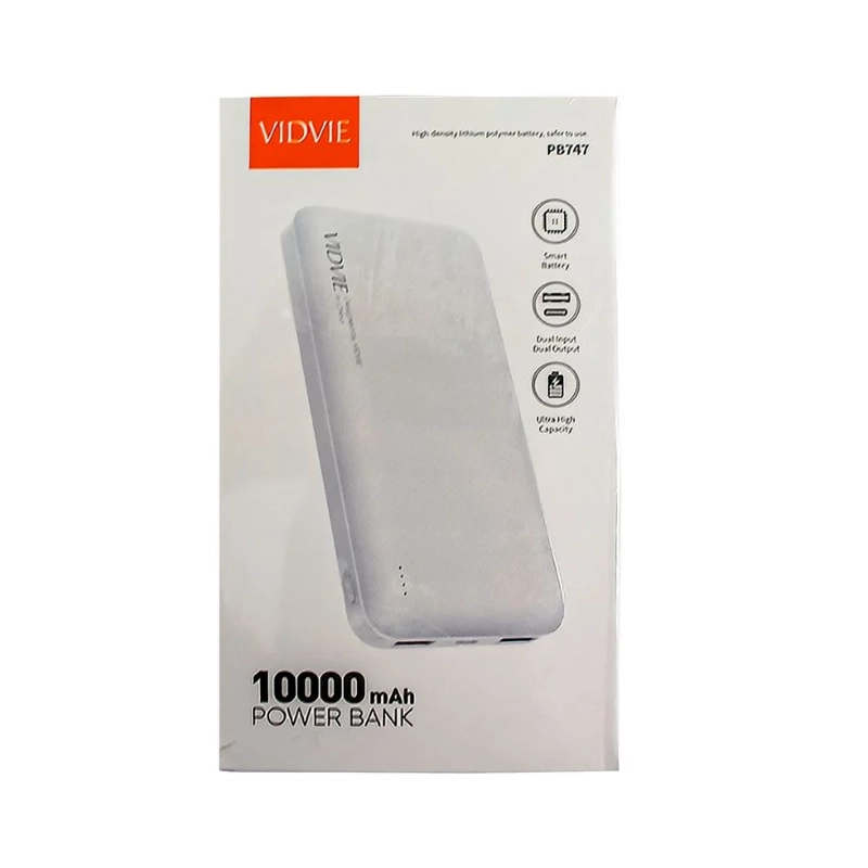 CARGADOR PORTATIL 10000MAH PB747 VIDVIE EN COLOR BLANCO - 1