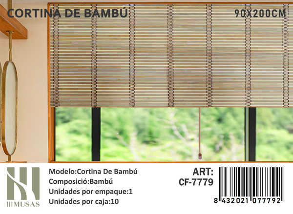 PERSIANA O CORTINA ROLLER DE BAMBÚ 90X200 CM - 1