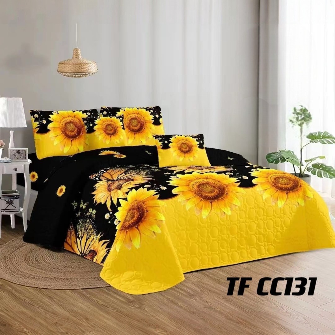 CUBRECAMA QUILT DE VERANO CON DISEÑO TF PLAZA Y MEDIA - 1