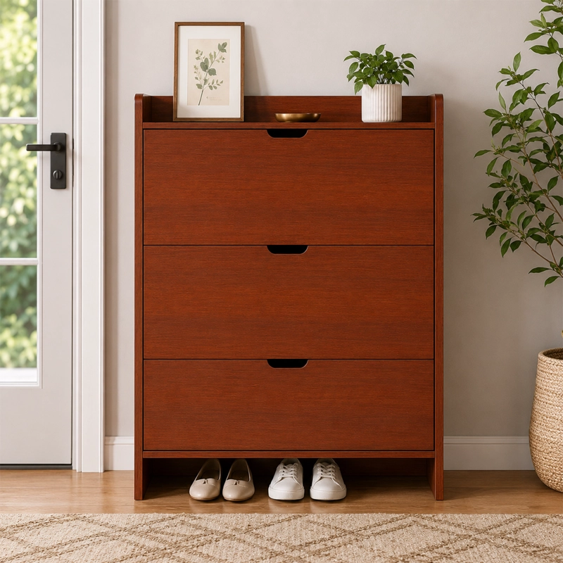 MUEBLE ZAPATERO ORGANIZADOR ESTANTE PARA ZAPATOS EN COLOR CAFE - 2