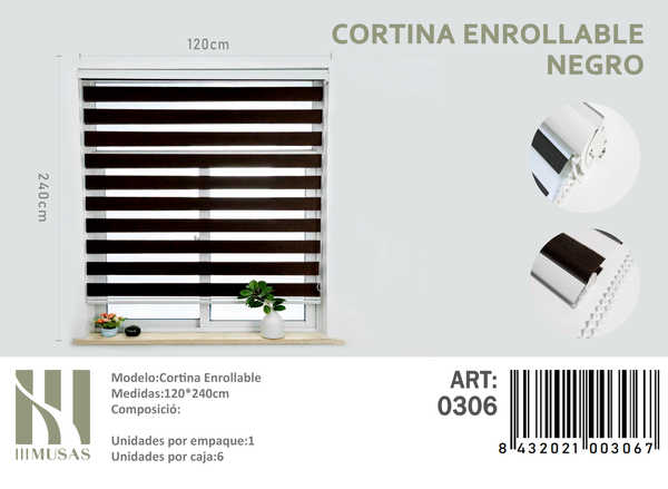 CORTINA ROLLER DIA Y NOCHE 120X240 CM - 1