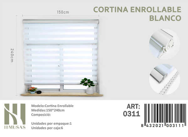 CORTINA ROLLER DIA Y NOCHE 150X240 CM - 1