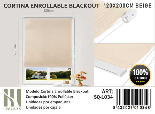CORTINA ROLLER BLACKOUT 120X200CM - 1