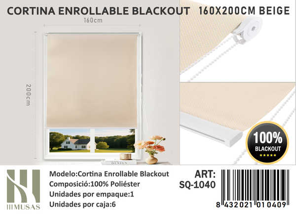 CORTINA ROLLER BLACKOUT 160X200CM - 1