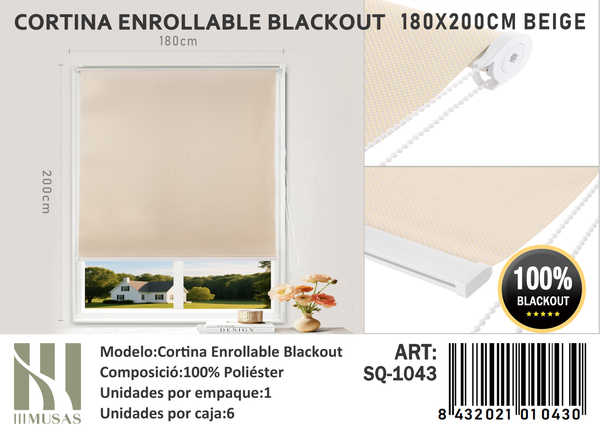 CORTINA ROLLER BLACKOUT 180X200CM - 1