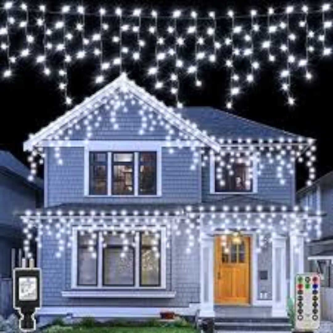 LUCES CASCADA DE 7 METROS SOLAR DECORACION NAVIDAD 327L - 1