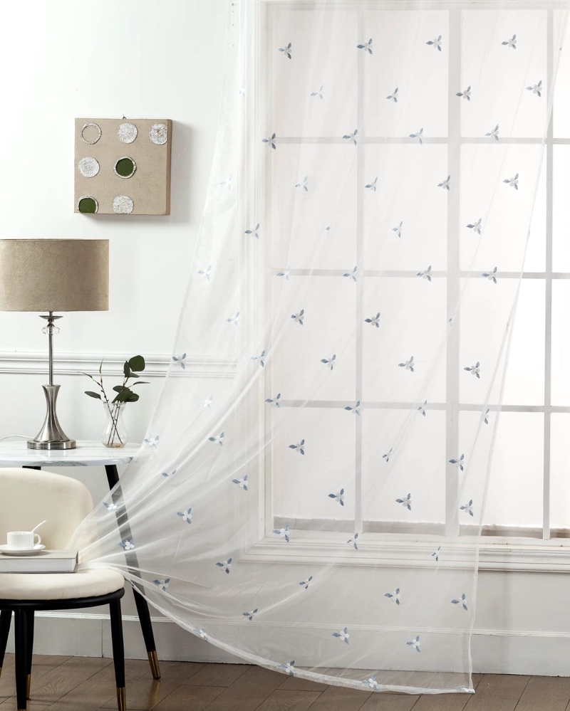 CORTINA VELO VISILLO BORDADO 140 X 230 CM 2 PAÑOS - 1