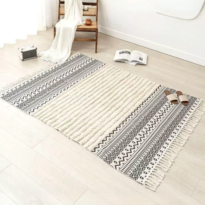 ALFOMBRA DE LINO Y ALGODON DE ESTILO BOHEMIO120X180CM - 1
