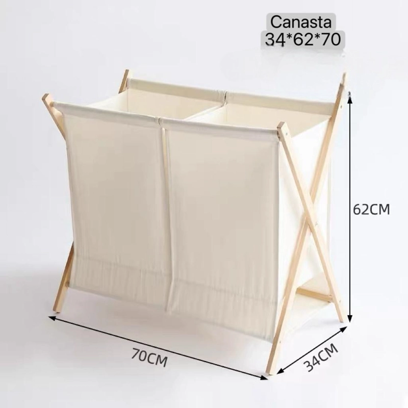 CESTA DOBLE DE MADERA PLEGABLE - 1