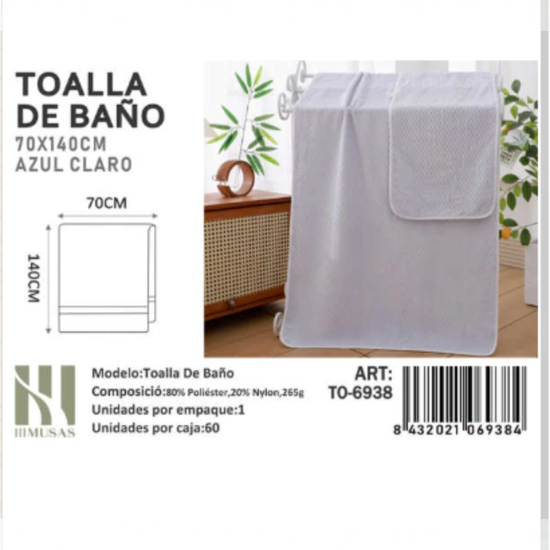 TOALLA DE MICROFIBRA SUAVE 70X140CM IMUSSA - 1