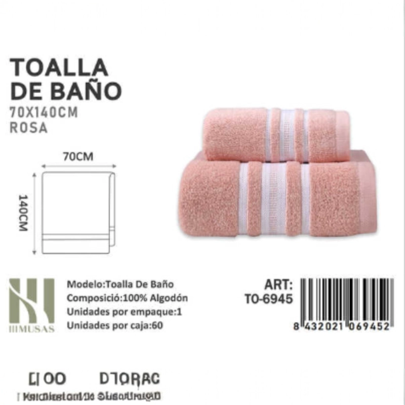TOALLAS 100% ALGODON CON DETALLES BORDADOS 70X140 - 1
