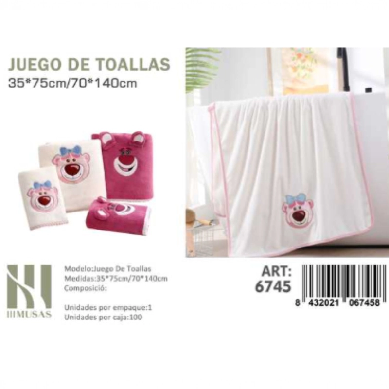 TOALLAS 100% ALGODON CON DETALLES BORDADOS 70X140 - 1