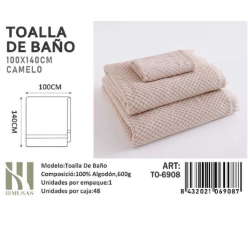 TOALLAS 100% ALGODON CON DETALLES BORDADOS 100X140CM - 1
