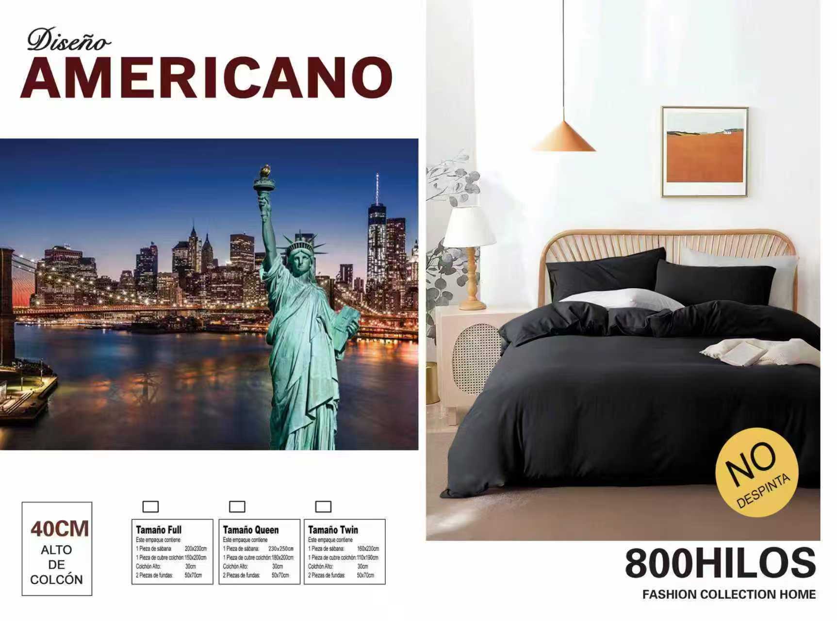 JUEGO DE SABANAS 1.5 ALGODON 800 HILOS MODELO AMERICANO - 1