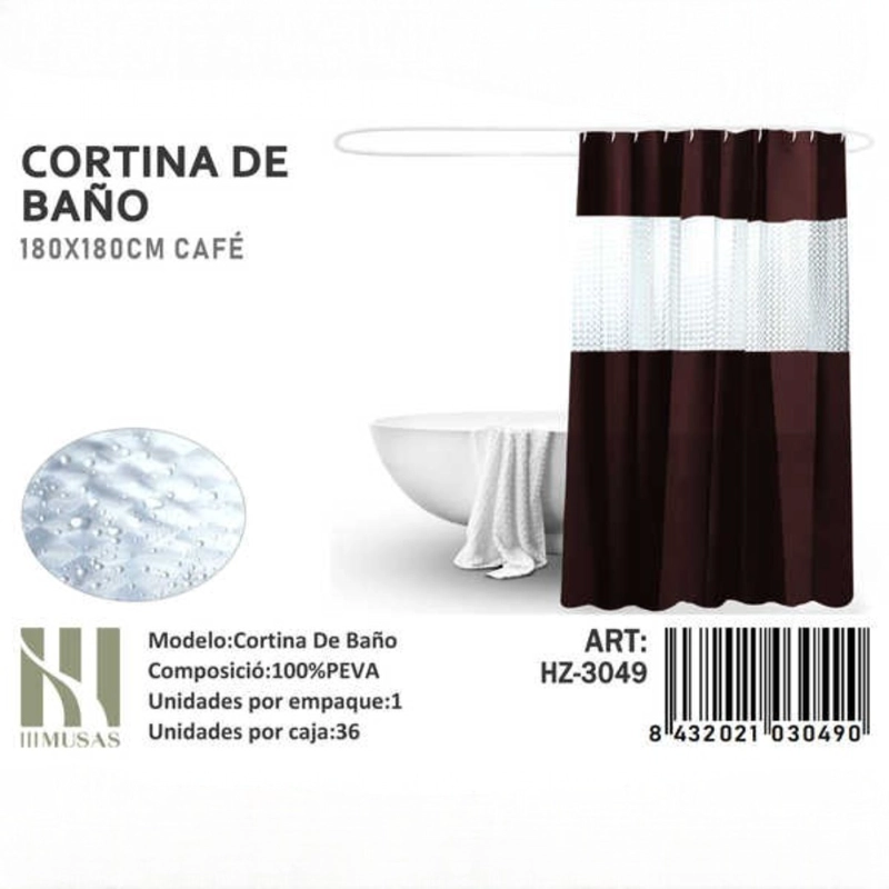 CORTINA DE BAÑO IMPERMEABLE 180X180CM - 1