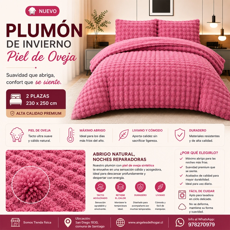 PLUMON DE INVIERNO IMITACION PIEL DE OVEJA 2 PLAZAS - 2