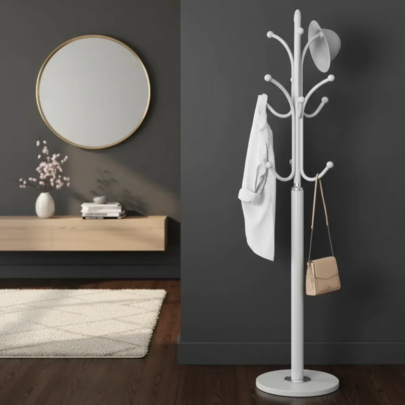 PERCHERO METALICO ORGANIZADOR DE ROPA Y ACCESORIOS  BLANCO - 4
