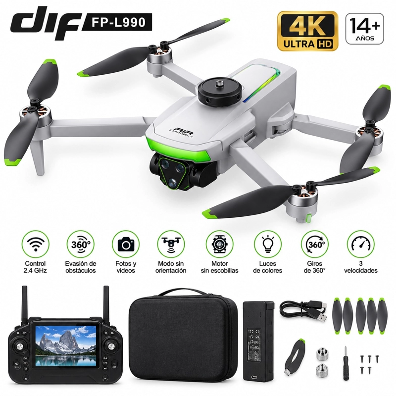 DRON PLEGABLE FP-L990 CON CAMARA Y CONTROL REMOTO CON PANTALLA - 1
