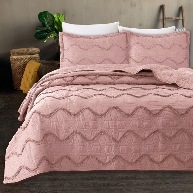CUBRECAMA PREMIUN QUILT VERANO 1.5 PLAZAS/ROSADO - 1