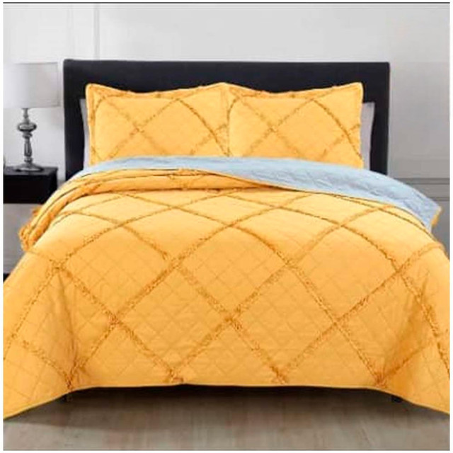 CUBRECAMA PREMIUN QUILT VERANO 1.5 PLAZAS/MOSTAZA - 1