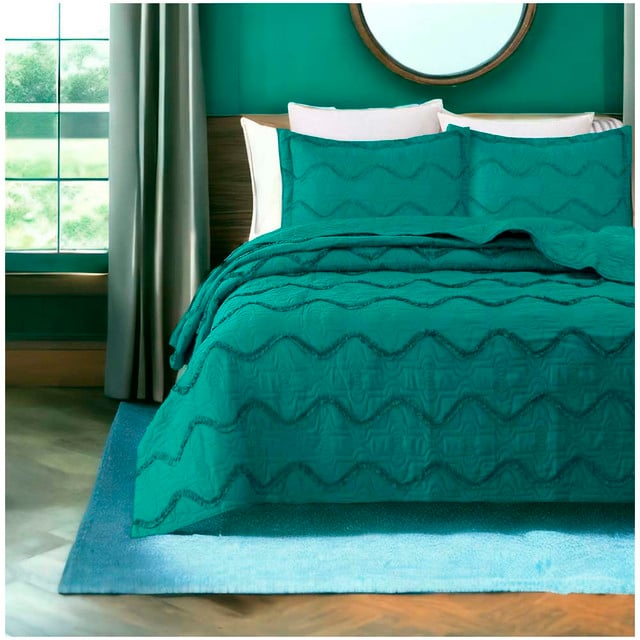 CUBRECAMA PREMIUN QUILT VERANO KING TURQUESA - 1