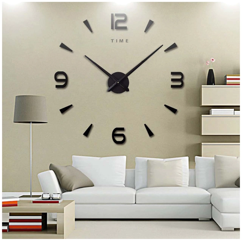 RELOJ DE PARED CON PEGATINAS DE ESPEJO ACRÍLICO NEGRO21 - 1