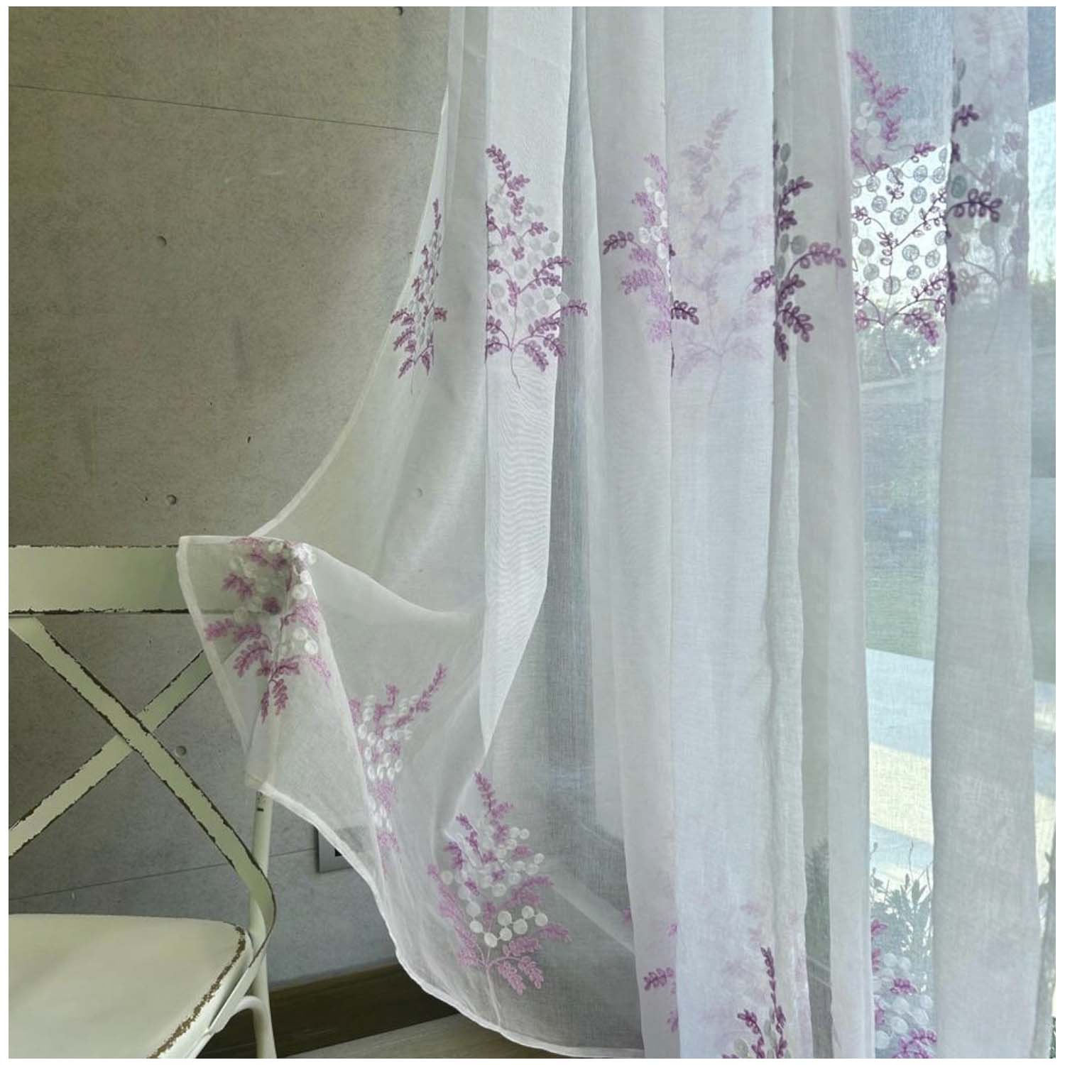 SET DE 02 VISILLOS BORDADOS CON ARGOLLAS 140X230 CM MOD01 - 1