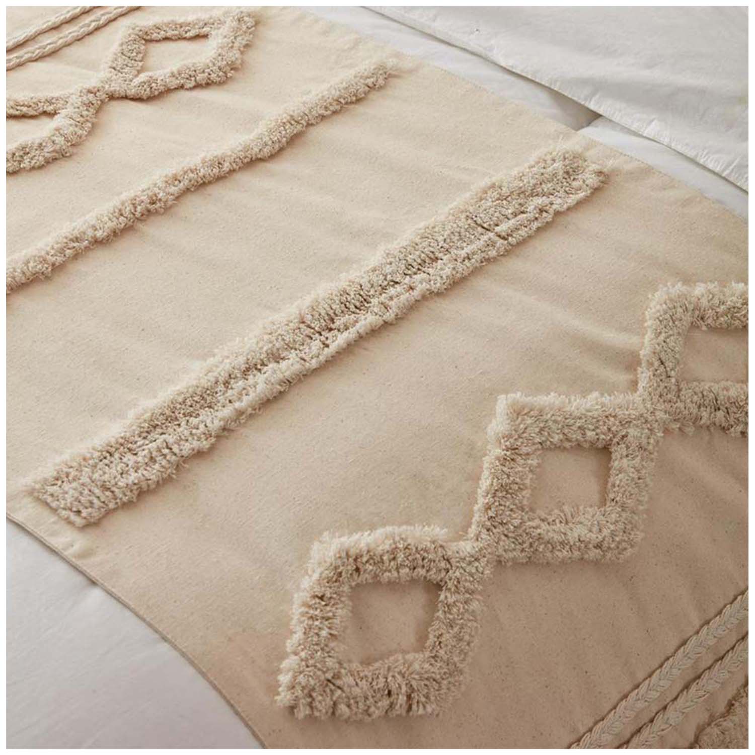 SET PIECERA BOHO 60 X 210 +2 FUNDAS BEIGE TRENS - 2