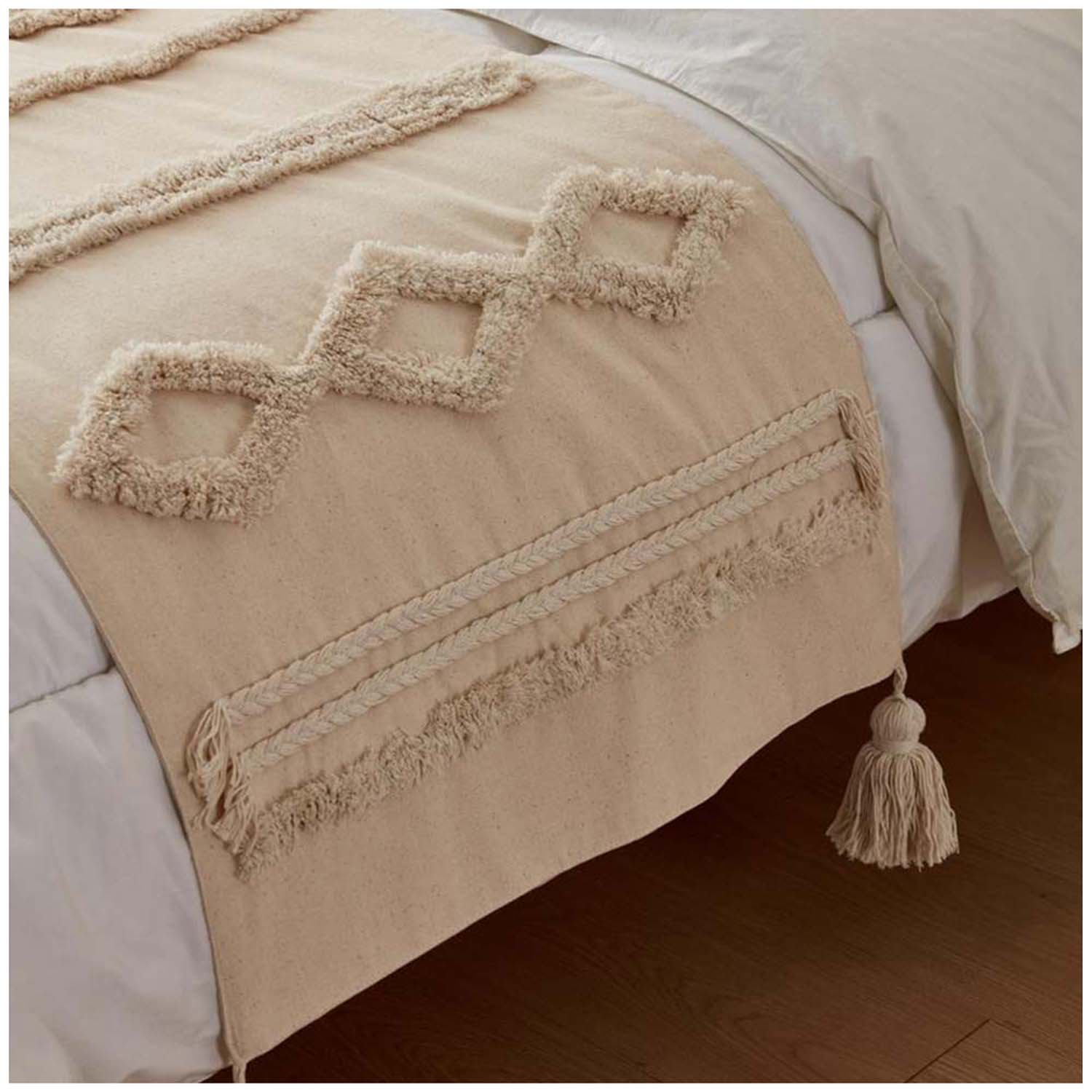 SET PIECERA BOHO 60 X 210 +2 FUNDAS BEIGE TRENS - 3