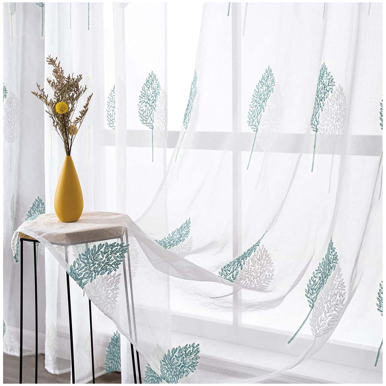 SET DE 02 VISILLOS BORDADOS CON ARGOLLAS 140X230 CM MOD11 - 2