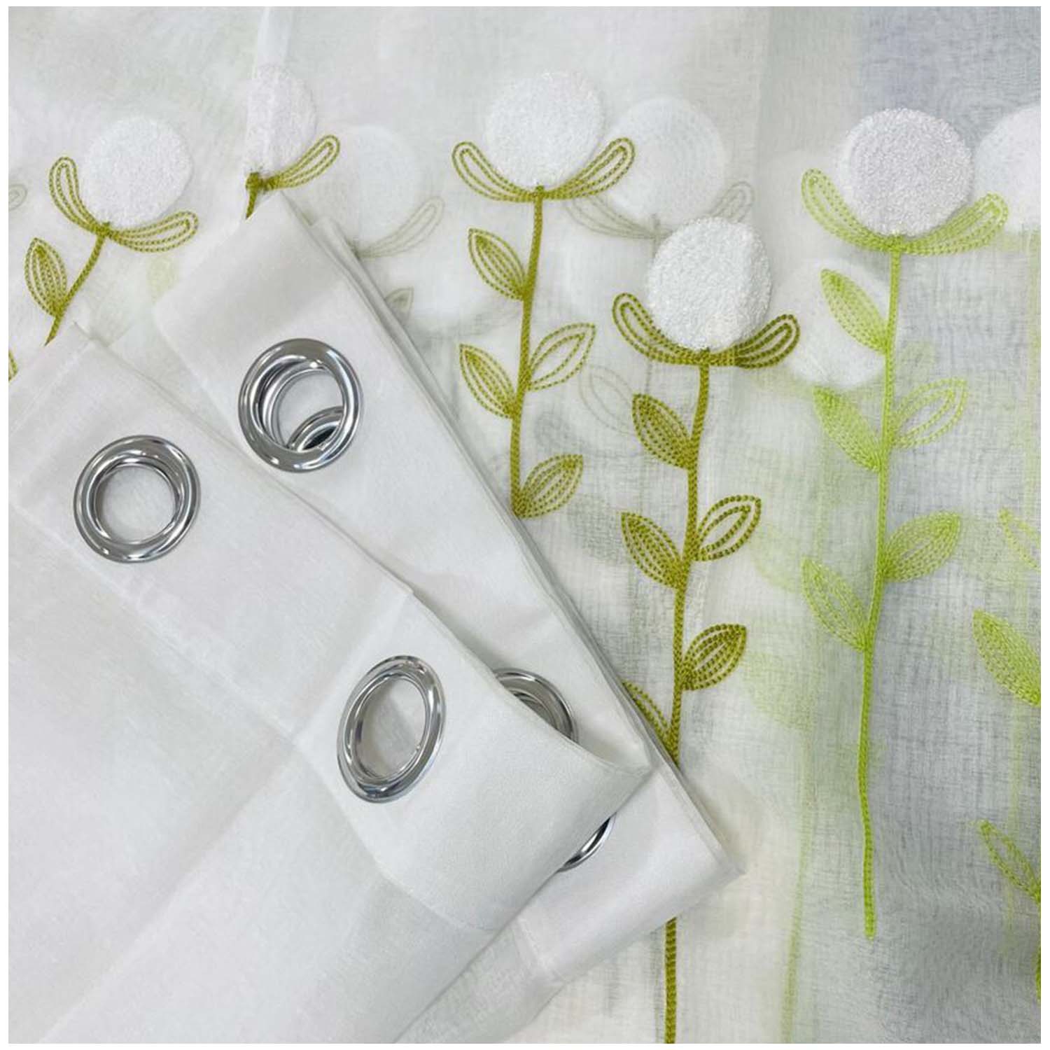 SET DE 02 VISILLOS BORDADOS CON ARGOLLAS 140X230 CM MOD14 - 2