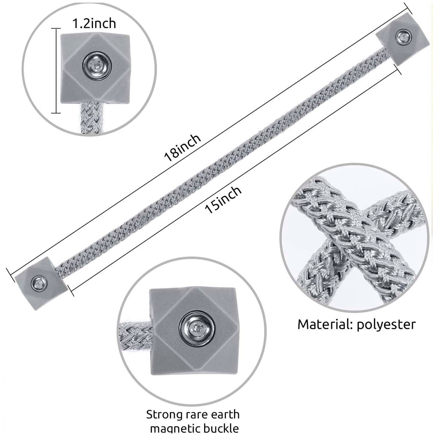 PACK DE 02 SUJETADORES - ABRAZADERAS MAGNETICAS PARA CORTINAS MORADO - 3