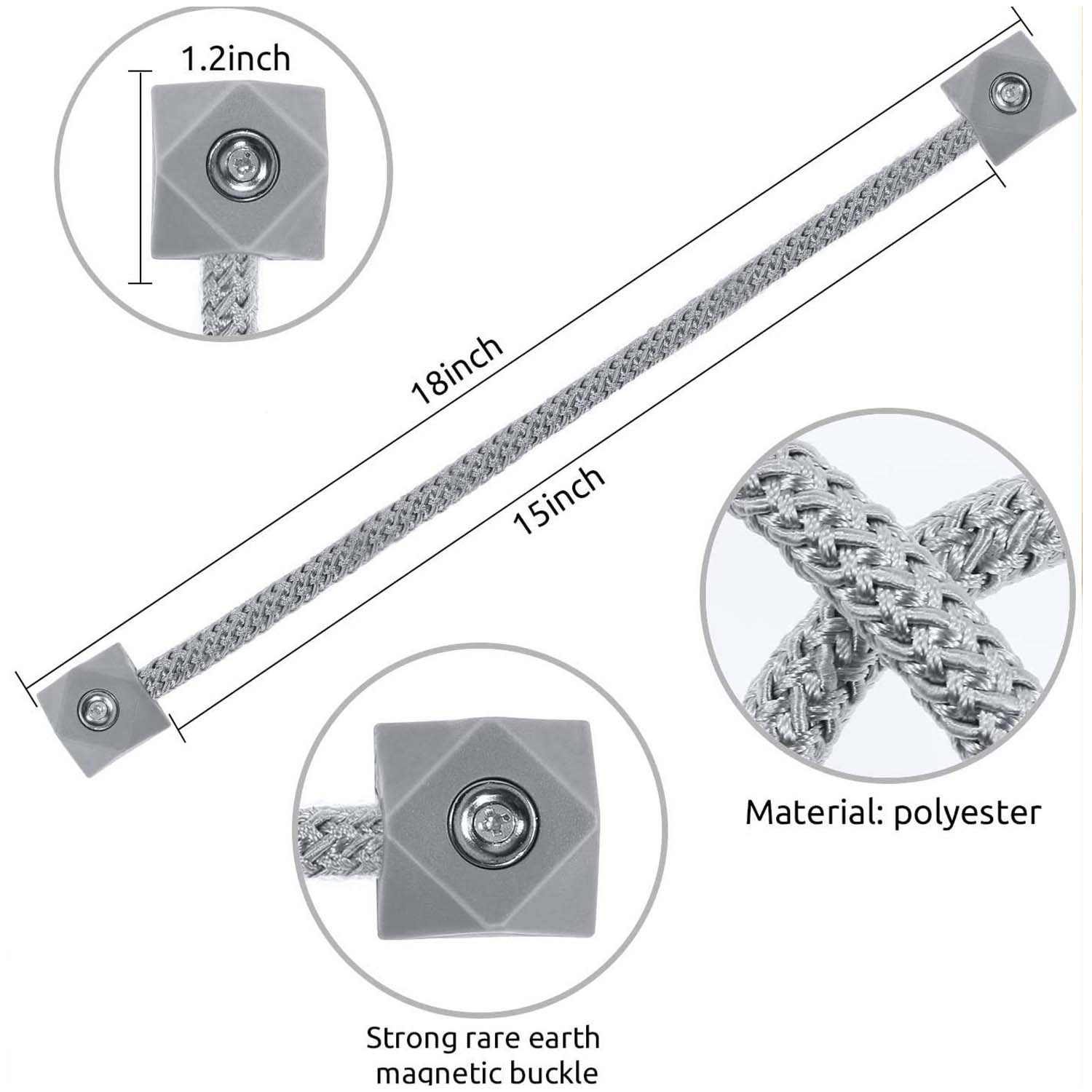 PACK DE 02 SUJETADORES - ABRAZADERAS MAGNETICAS PARA CORTINAS CAFÉ - 3