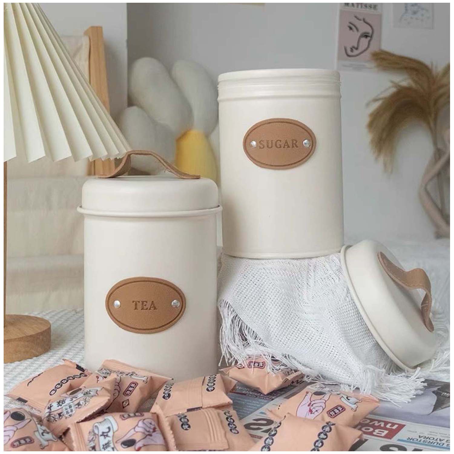 SET DE 3 RECIPIENTES DE COCINA VINTAGE MULTIFUNCIÓN PARA CAFÉ TÉ Y AZÚCAR CREMA - 2