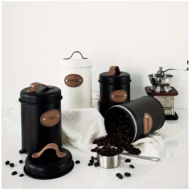 SET DE 3 RECIPIENTES DE COCINA VINTAGE MULTIFUNCIÓN PARA CAFÉ TÉ Y AZÚCAR NEGRO - 2