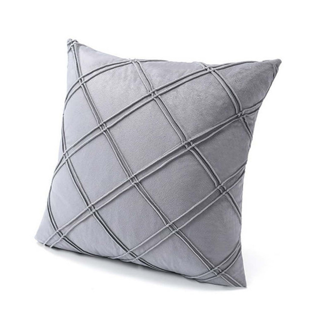 PACK DE 02 FUNDAS DE COJÍN DE TERCIOPELO CON RAYAS 45X45 GRIS - 1