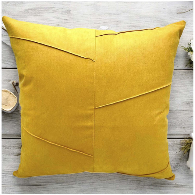 PACK DE 02 FUNDAS DE COJÍN DE SEMICUERO SINTÉTICO 50X50 CM AMARILLO - 2