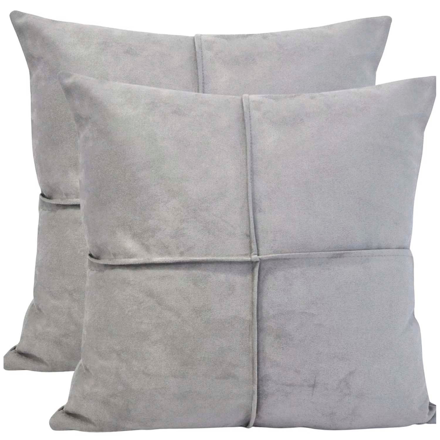 PACK DE 02 FUNDAS DE COJÍN DE SEMICUERO SINTÉTICO 50X50 CM PLOMO - 1