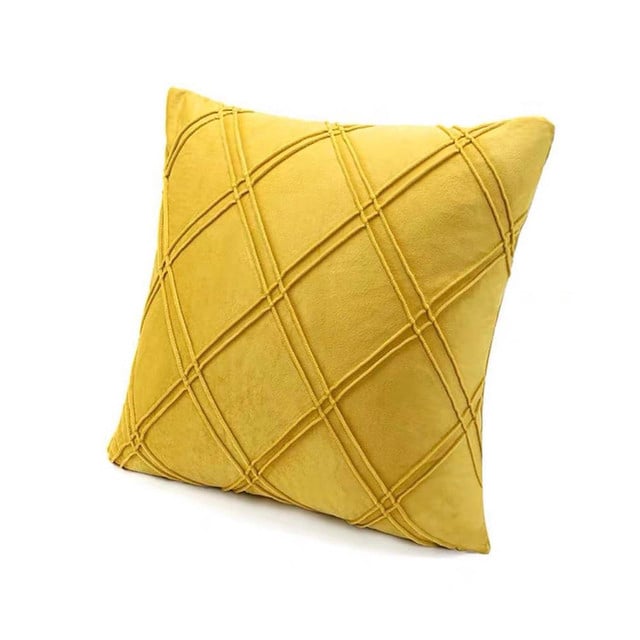 PACK DE 02 FUNDAS DE COJÍN DE TERCIOPELO CON RAYAS 45X45 AMARILLO - 1
