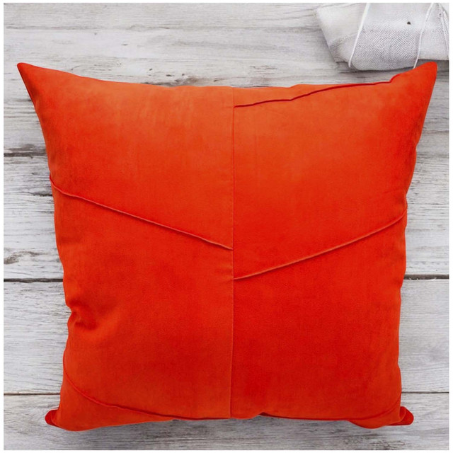 PACK DE 02 FUNDAS DE COJÍN DE SEMICUERO SINTÉTICO 50X50 CM NARANJO - 2