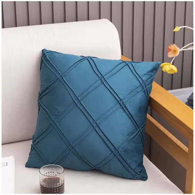 PACK DE 02 FUNDAS DE COJÍN DE TERCIOPELO CON RAYAS 45X45 APETROLEO - 1