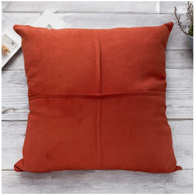 PACK DE 02 FUNDAS DE COJÍN DE SEMICUERO SINTÉTICO 50X50 CM TERRACOTA - 2