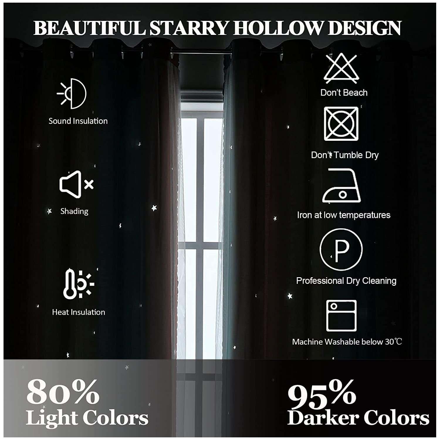CORTINAS BLACKOUT CON AGUJERO ESTRELLA Y VISILLO INTEGRADO - GRIS - 4