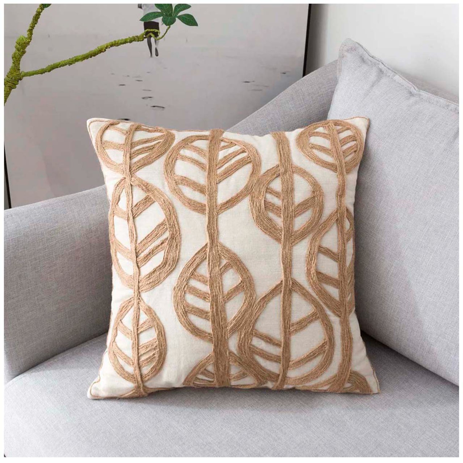 PACK DE 02 FUNDAS DE COJIN CON DETALLES EN YUTE 45X45 CM MD04 - 2