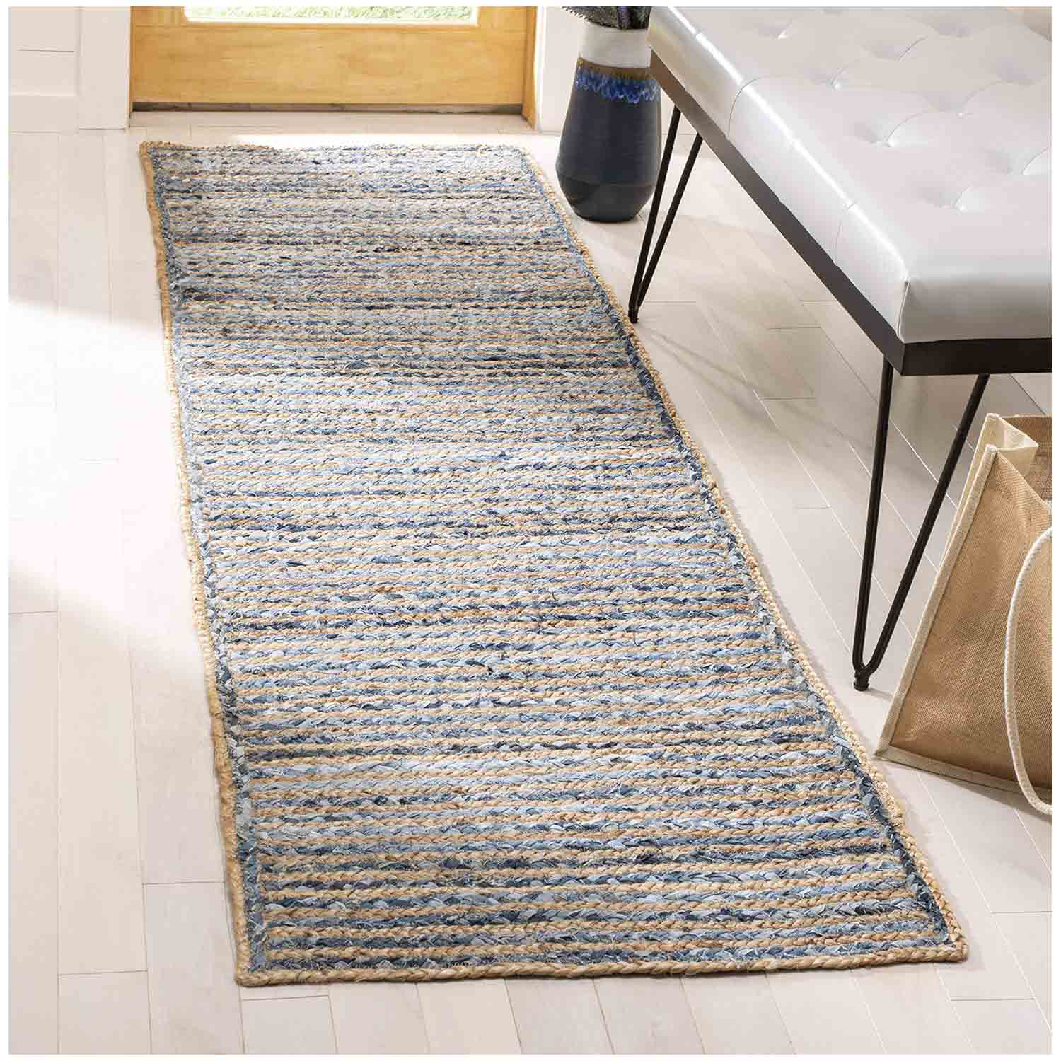 ALFOMBRA DE PASILLO HECHA A MANO DE YUTE DE TEJIDO 60X180 CM - 1