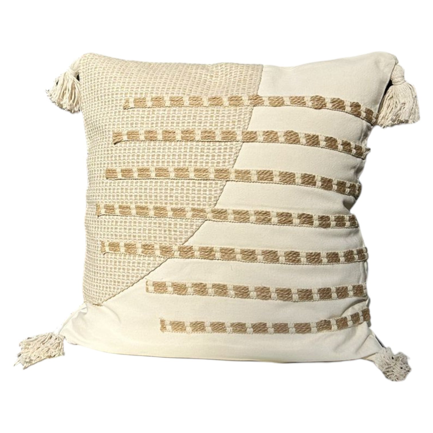 PACK DE 02 FUNDAS DE COJIN CON DETALLES EN YUTE 45X45 CM MD06 - 1