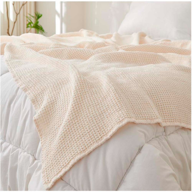 MANTA DE ALGODON GOFRE 205 X155CMS BEIGE - 3