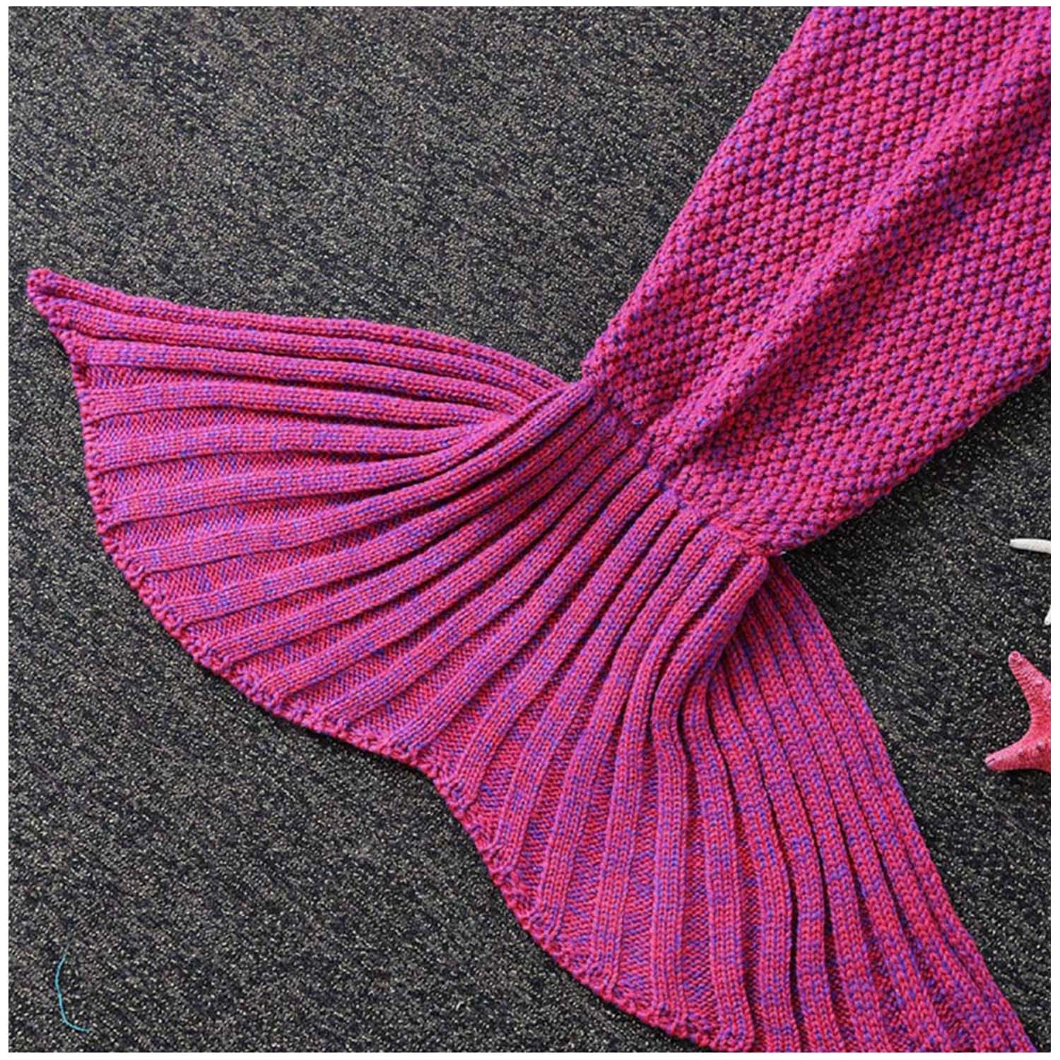MANTA COLA DE SIRENA DE LANA 90X180 CM FUCSIA - 2