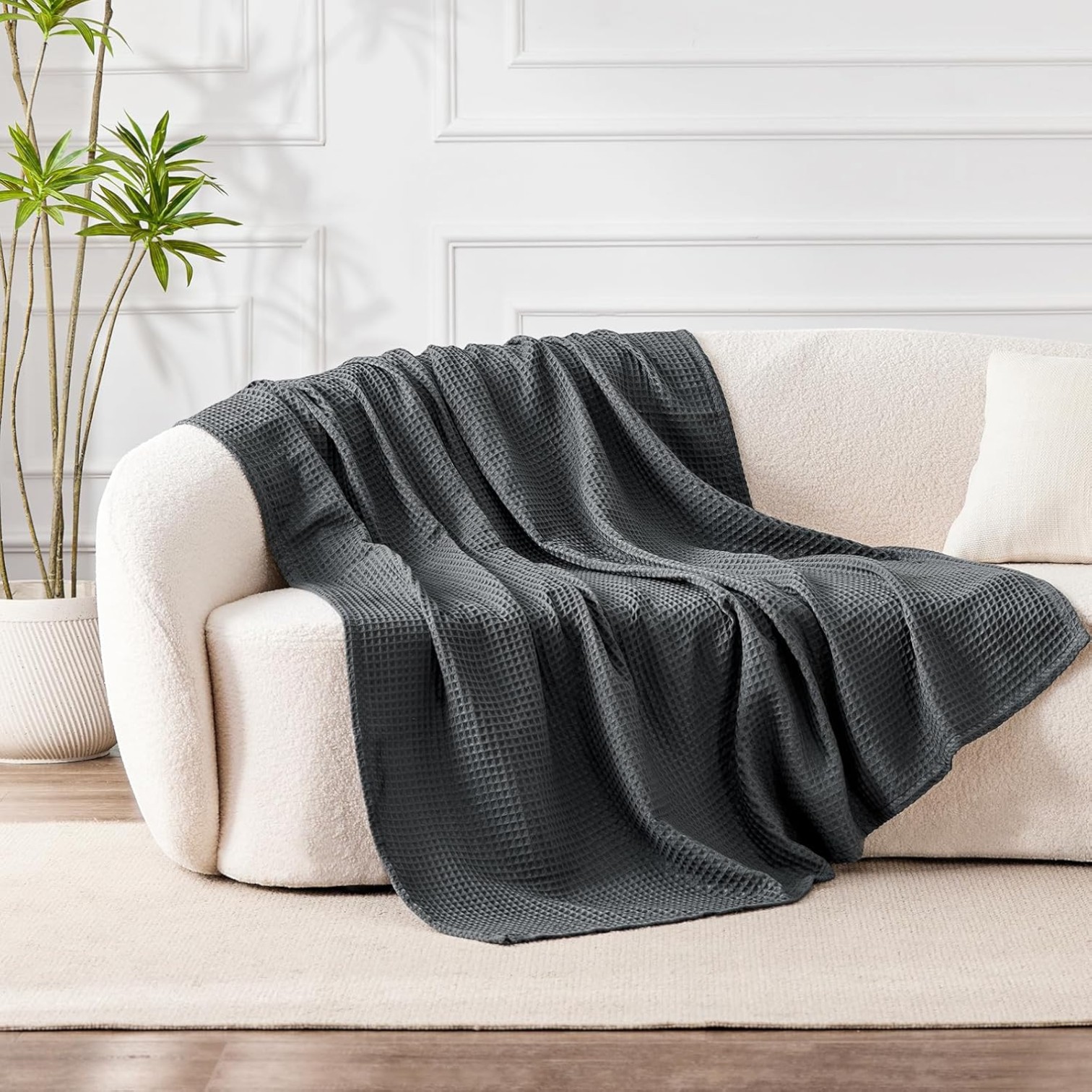 MANTA DE ALGODON GOFRE 205 X155CMS GRIS - 1
